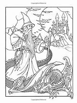Coloring Pages Adults Wizard Wizards Colouring Dover Books Adult Dragon Noble Marty Wondrous Amazon Printable Sheets Kids Book Drawing Fairy sketch template