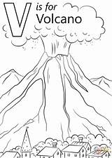 Volcano Coloring Printable Drawing Pages Letter Preschool Alphabet Kids Colouring Activities Sheet Worksheets Crafts Volcanoes Sheets Dinosaur Tickets Activity Supercoloring sketch template