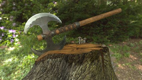 3d Two Handed Battle Axe Pbr Turbosquid 1555198