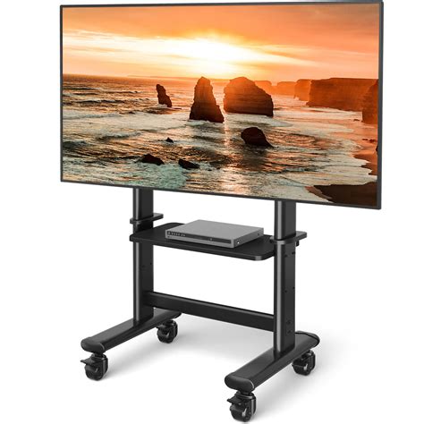 tavr mobile tv cart rolling tv stand  wheels     lcd led flat curved screens