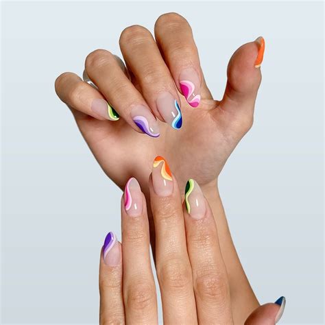 colorful swirl nail design swirl nail art short acrylic nails