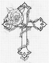 Cross Rose Drawings Crosses Drawing Tattoos Tattoo Pages Flowers Designs Roses Coloring Balloon Printable Fiasco Thorns Print Heart Kreuz Deviantart sketch template