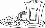Popcorn Coloring Pages Snack Printable Bagels Snacks Beans Clipart Color Jelly Comments Coloringhome sketch template