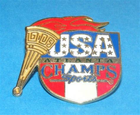 Atlanta 1996 Olympic Collectible Sponsor Pin Champs Sports Usa Flag