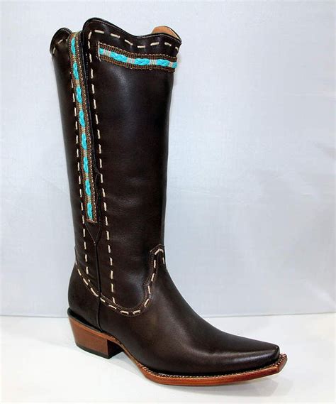 Chocolate Brown And Turquoise Valencia Cowgirl Boot Women Boots