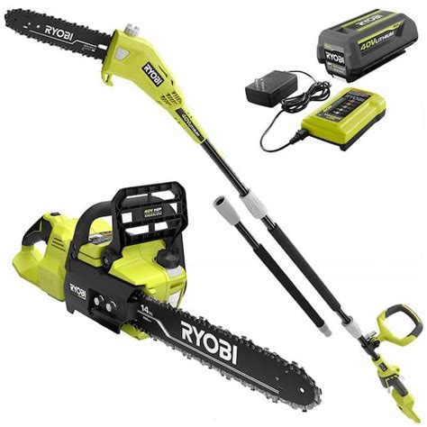 Ryobi 40v Hp Brushless 14 In Battery Chainsaw And 10 In Battery Pole