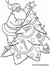 Christmas Coloring Tree Santa Pages Decorating Printable Color Print Sketch sketch template