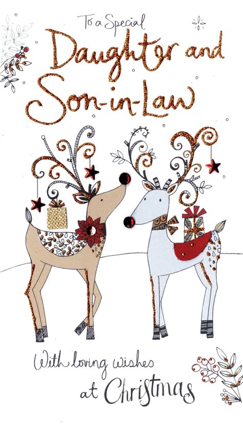 Daughter And Son In Law Embellished Christmas Card Cards