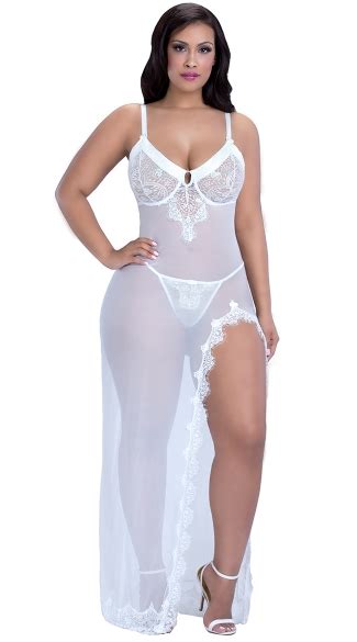 Plus Size Sheer Eyelash Gown Plus Size Lingerie Plus