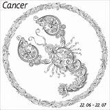 Cancer Coloring Zodiac Book Signs Pattern Tattoo Scorpio Water Line Sos Baby Rak Antistress Consists Element Colorings Depicting Pisces Adults sketch template