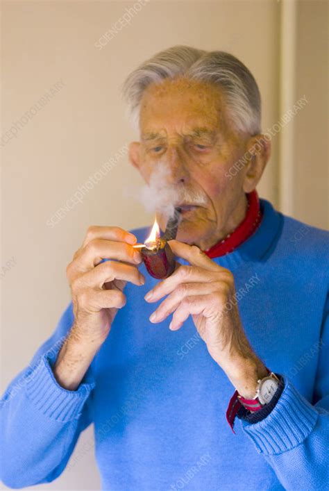 Elderly Man Smoking A Pipe Stock Image M370 1107 Science Photo