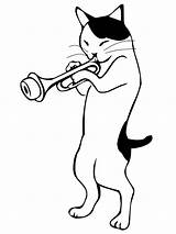 Svg Cat Jazz Improvisation Instruments Trumpet Tag Playing Info Svgsilh sketch template
