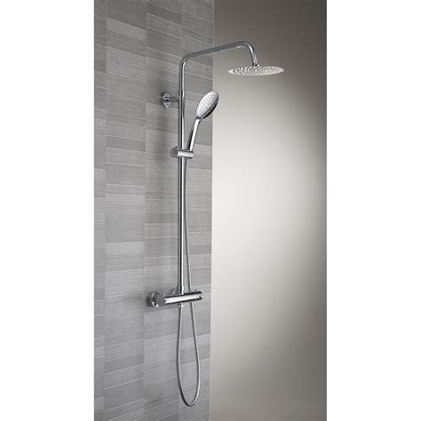 Ebony Round Thermostatic Shower And Riser Kit Thermostatic Showers
