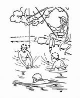 Coloring Pages Early American Children Kids Swimming Fishing Printables Usa Playing Go America Books Life Print Next Back Play Choose sketch template