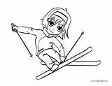 Coloring Ski Skiing Pages Girl Snowmobile Lift Kids Color Print Drawing Winter Printable Sheets Sports Online Getdrawings Getcolorings Sport Choose sketch template
