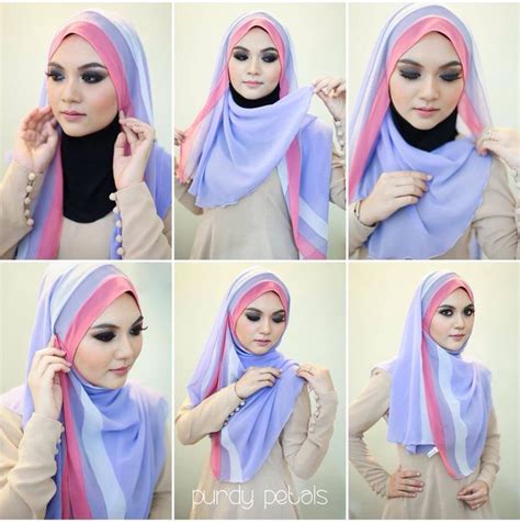 65 tren gaya cara pakai jilbab segi empat warna putih warna jilbab