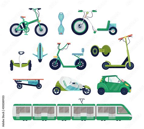 set of modern electric urban transport bicycle gyro scooter scooter