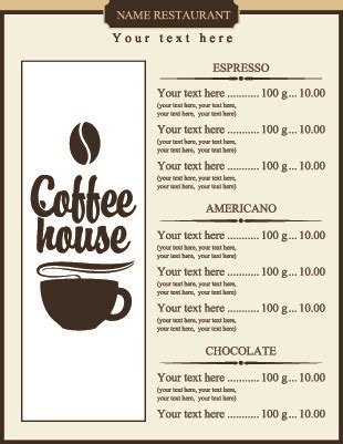 coffee price list menu vector vectors graphic art designs  editable ai eps svg format