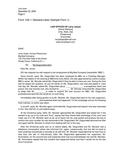 sample legal demand letter  payment  printable documents