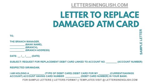 request letter  replacement  damaged atm card letter
