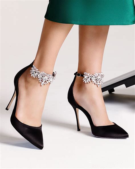 manolo blahnik sicariata jewel strap dorsay pump black heels