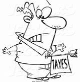 Cartoon Man Coloring Taxes Vector Outline Being Struck Arrow Leishman Ron Royalty sketch template