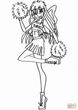 Cheerleader Winx Coloring Club Fairy Pages Drawing Printable Supercoloring Fairies Dot Paper Puzzle Getdrawings sketch template