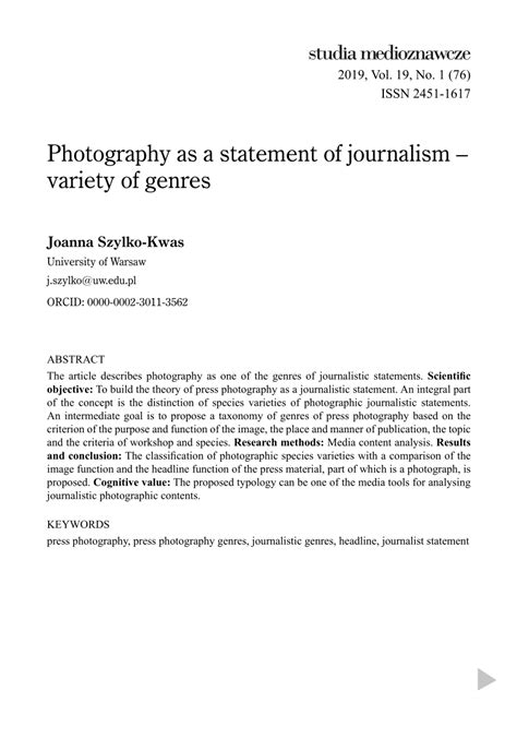 photography   statement  journalism variety  genres