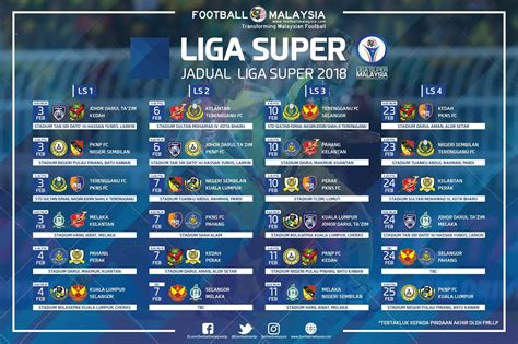 jadual perlawanan liga super  liga perdana malaysia musim