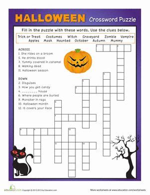 halloween crossword puzzle  halloween crossword puzzles halloween
