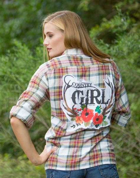 Country Girl Flannel A Woven Plaid Shirt Featuring A Basic Collar
