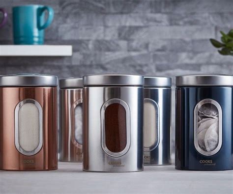 cooks professional kitchen canister set storage pots tea coffee sugar