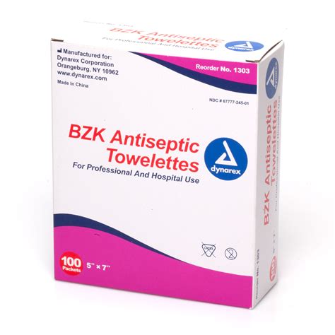 dynarex bzk antiseptic towelettes   wipes  packets  aid