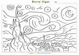 Starry Night Coloring Pages Kids Van Gogh Famous Worksheets Vincent Printable Worksheet Artists Search Adults Smart Sheets Print Yahoo Popular sketch template