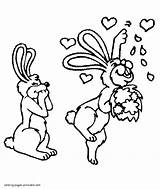 Coloring Valentines Pages Rabbits Sheets Printable Holidays sketch template