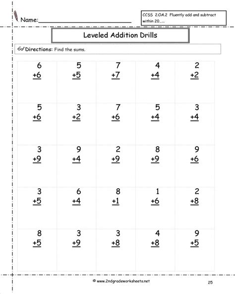 grade  addition worksheets math worksheets printable