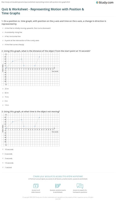 quiz worksheet representing motion  position time graphs
