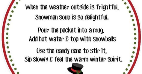 snowman soup poem printable tags  classroom gifts  www