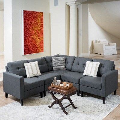 pc emmie sectional sofa dark gray christopher knight home   sectional sofa fabric