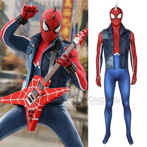 marvel s spider man spider punk spiderman punk rock cosplay costume