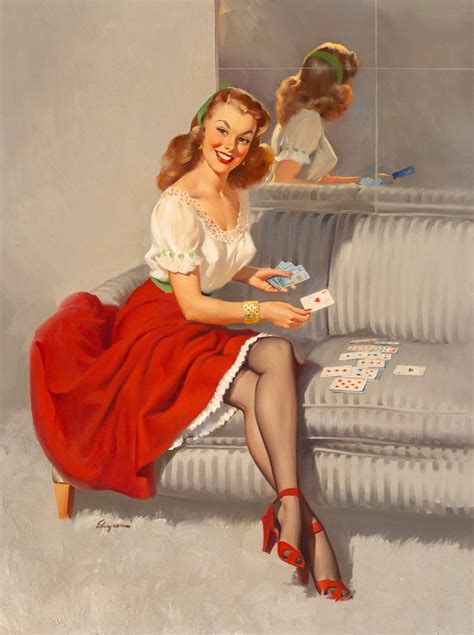 Paint It Red Gil Elvgren Redhead Pin Up Girl Photo Etsy
