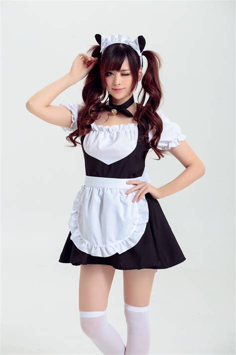 Cute Anime Cat Bell Maid Dress Claasic Cosplay Costume