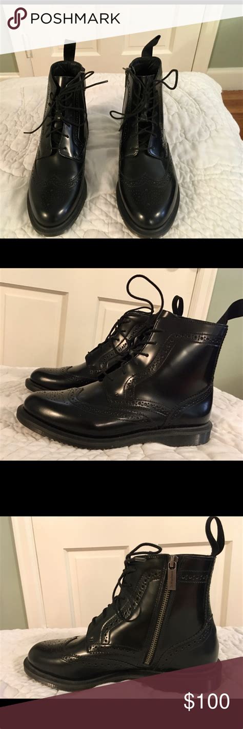 dr martens delphine black boot side zip black boots boots combat boots