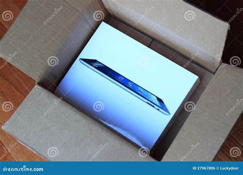 open ipad shipping box editorial photo image