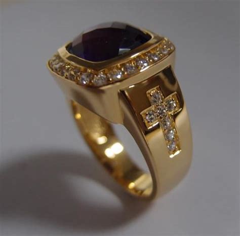 custom design mmmm natural amethyst gemstone  bishop rings