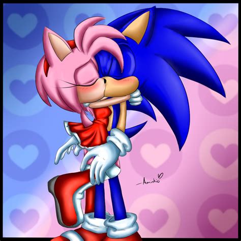 Sonic And Amy Kiss By Eokoi On Deviantart