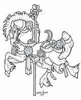 Coloring Pages Horse Carousel Round Go Merry Adult Colouring Color Horses Printable Tattoo Clipart Tattoos Books Sheets Cavalli Charming Uncolored sketch template