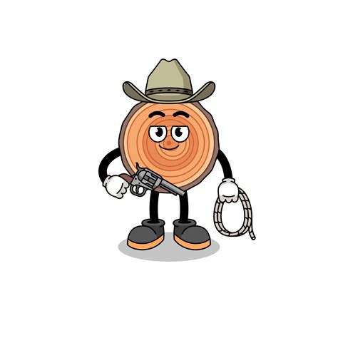 character mascot  wood trunk   cowboy  vector art  vecteezy