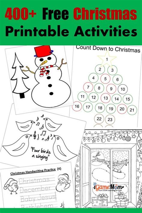 christmas learning printable activities  kids