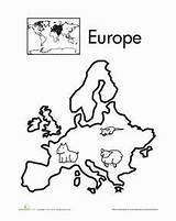 Continents Coloring Europe Geography Worksheets Seven Worksheet Color Continent Map Pages Du Monde Para Mapa Kids Tour Coloriage Drawing Education sketch template